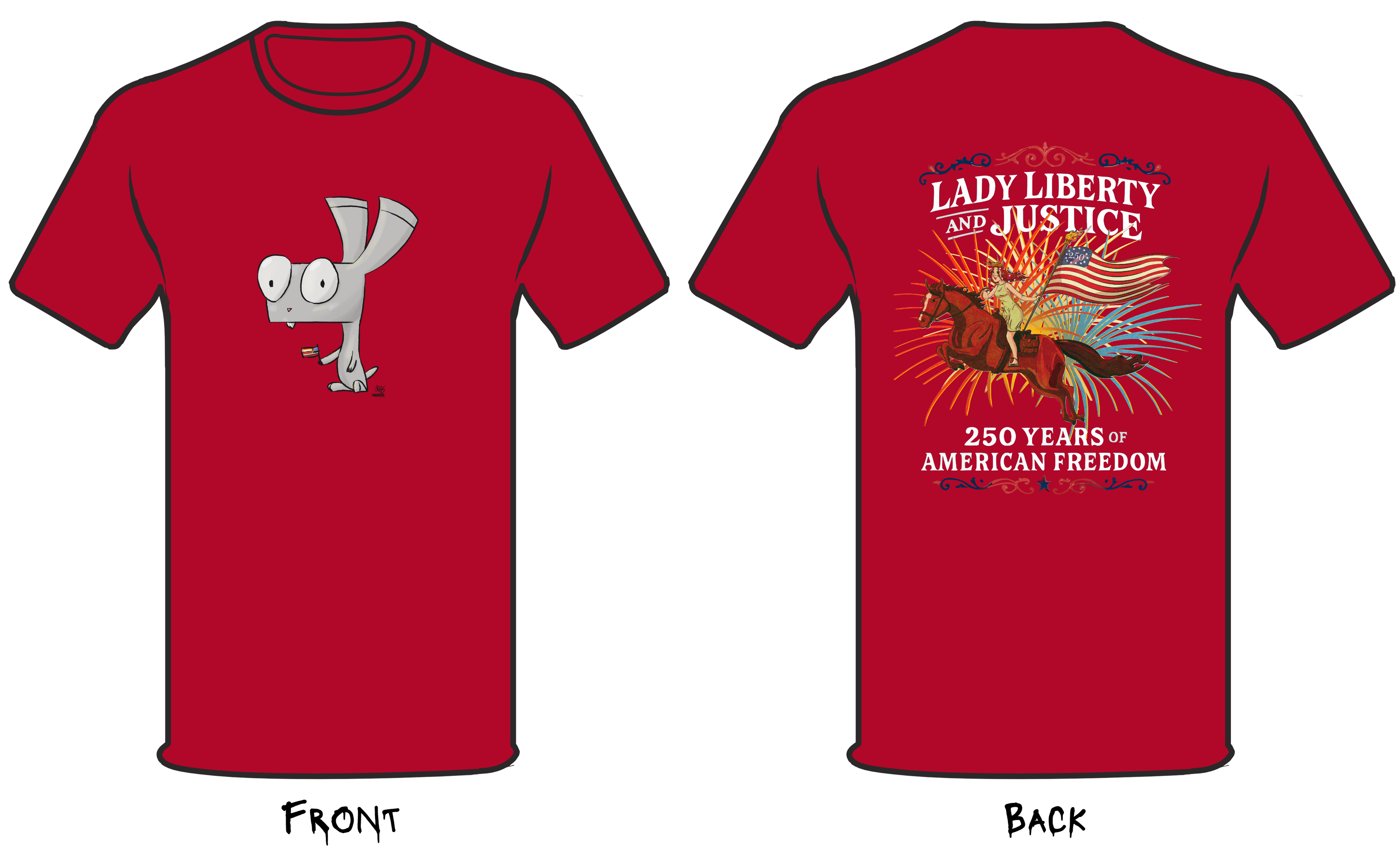 Limited Edition SlayBunnies Tee Shirt - Celebrating 250 Years of American Freedom (Out of Stock)